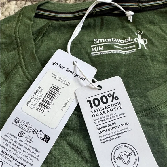 Smartwool everyday merino wool crew long sleeve top fern green women’s M NEW - Picture 2 of 9